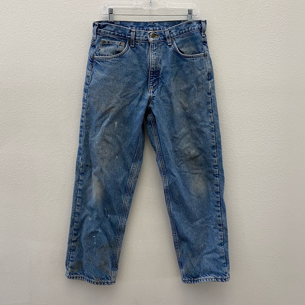 CARHARTT flannel lined destroyed denim jeans